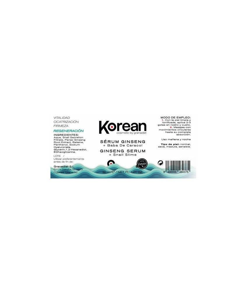 Sérum de Ginseng y Baba de Caracol – Korean Cosmetics | 30 ml
