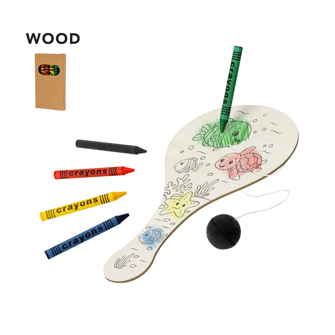 Raqueta de Madera con Pelota para Pintar