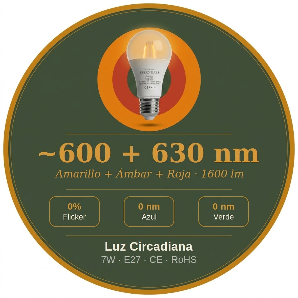 Bombilla TRICOLOR · Ámbar ~+1000 nm + Roja 625–630 nm