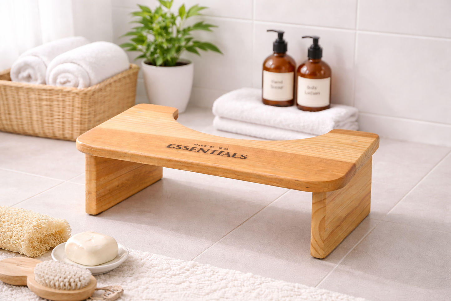 Taburete ergonómico para baño – Posición natural 35°