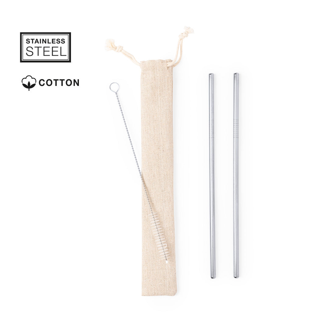 Set de 2 Pajitas Reutilizables de Acero Inox