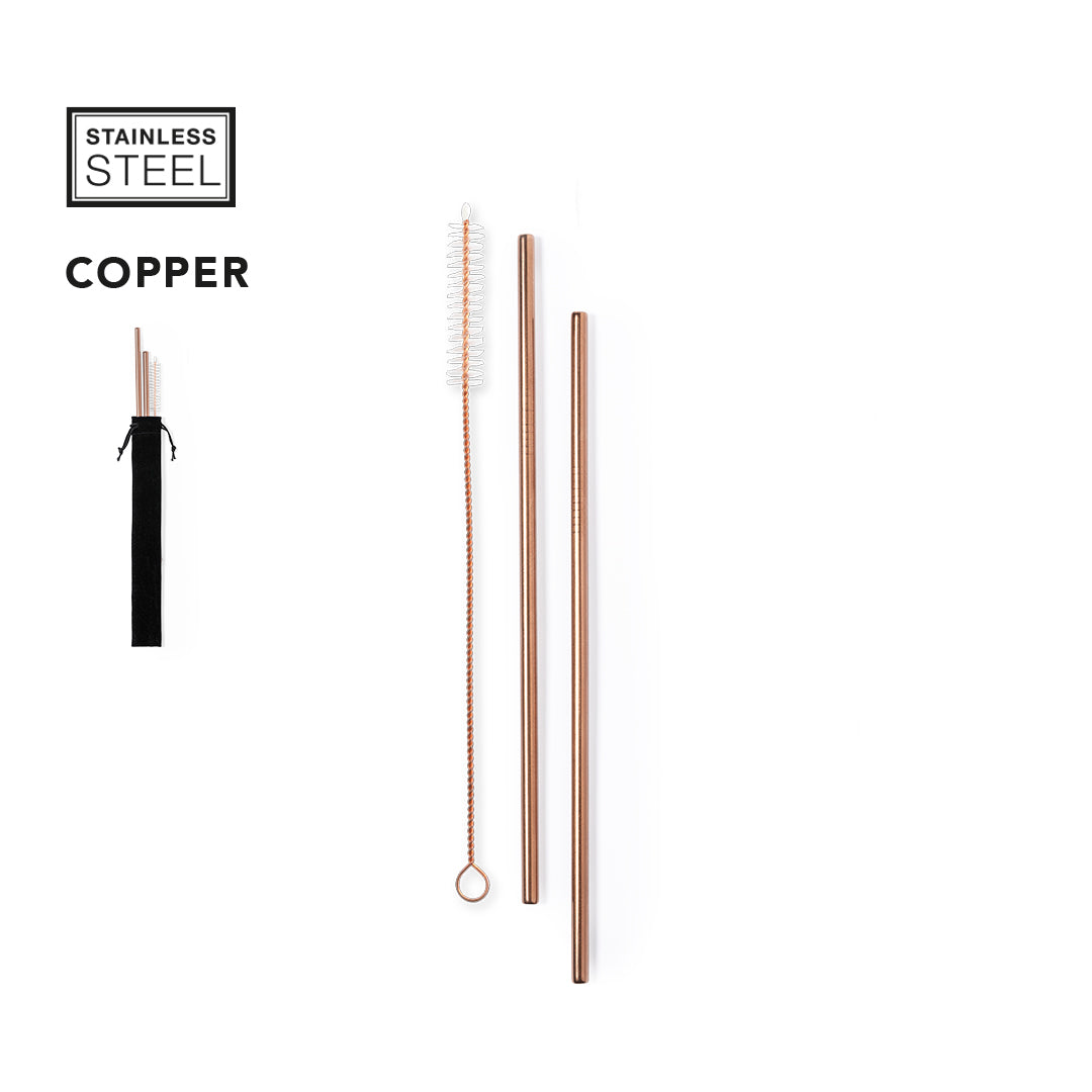 Set de Pajitas Reutilizables de Acero Inoxidable Cobre