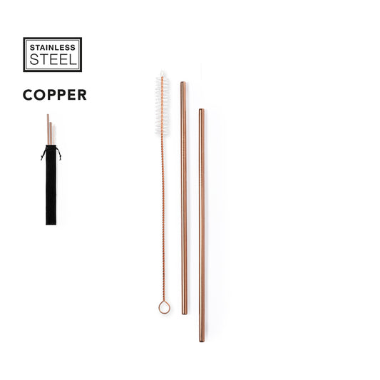 Set de Pajitas Reutilizables de Acero Inoxidable Cobre