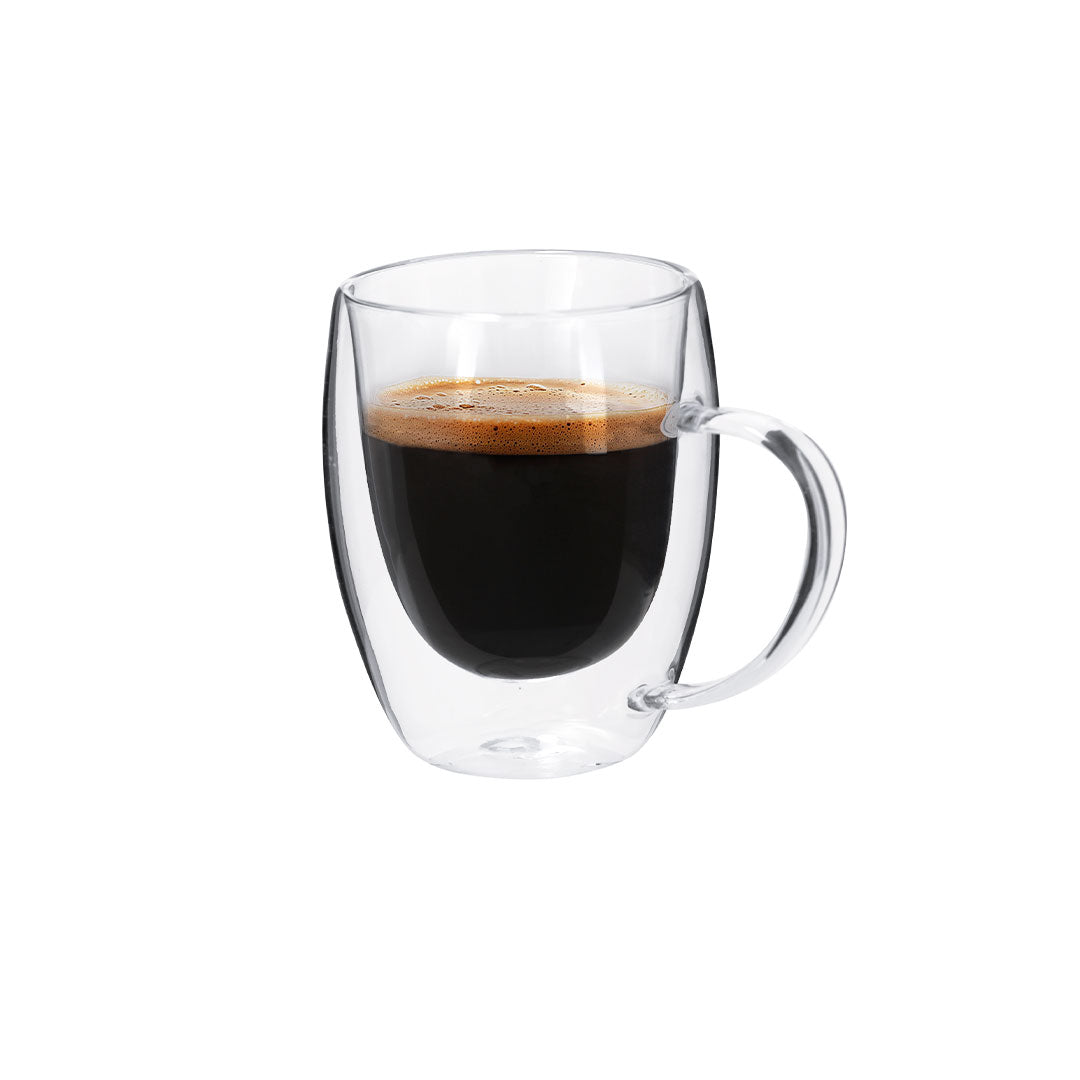 Taza Térmica de Cristal de Doble Pared con Tapa de Bambú