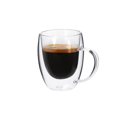 Taza Térmica de Cristal de Doble Pared con Tapa de Bambú