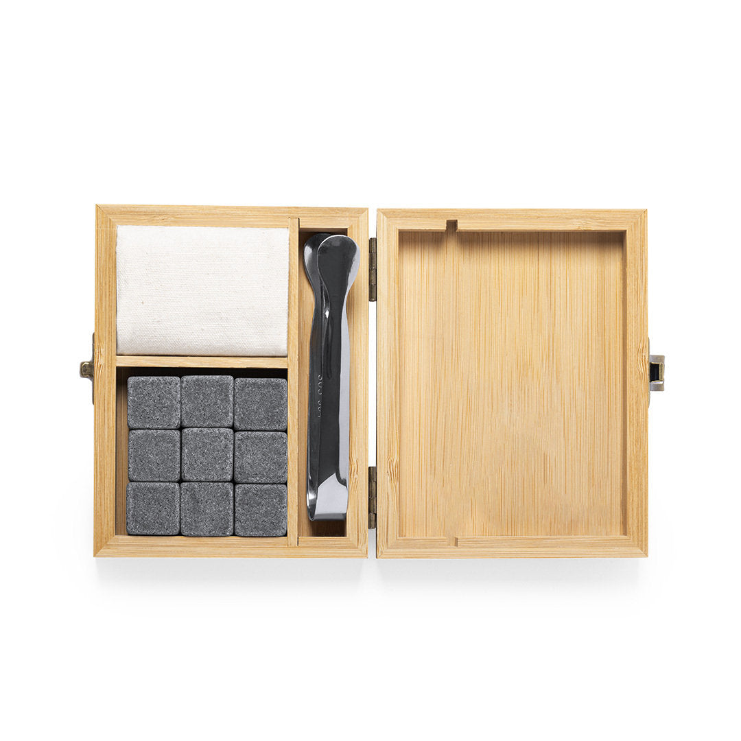 Set Premium de 9 Cubitos de Piedra Natural con Estuche de Bambú