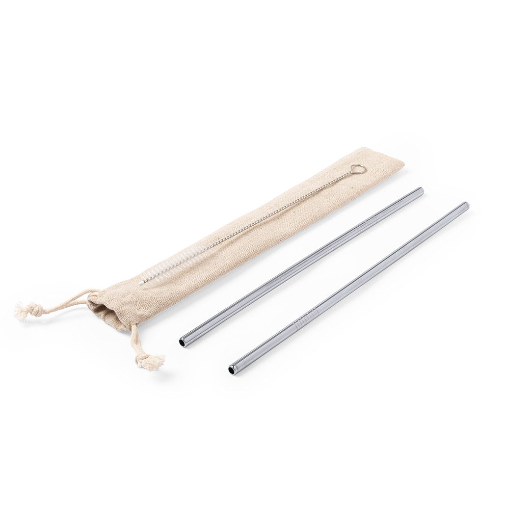 Set de 2 Pajitas Reutilizables de Acero Inox