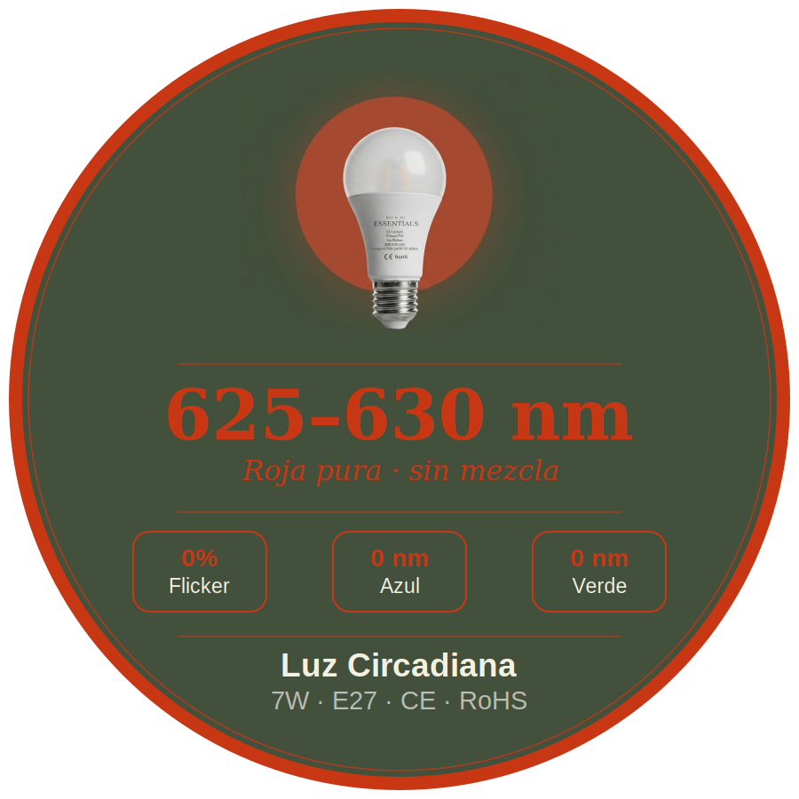 Luz roja ROJA · 625–630 nm