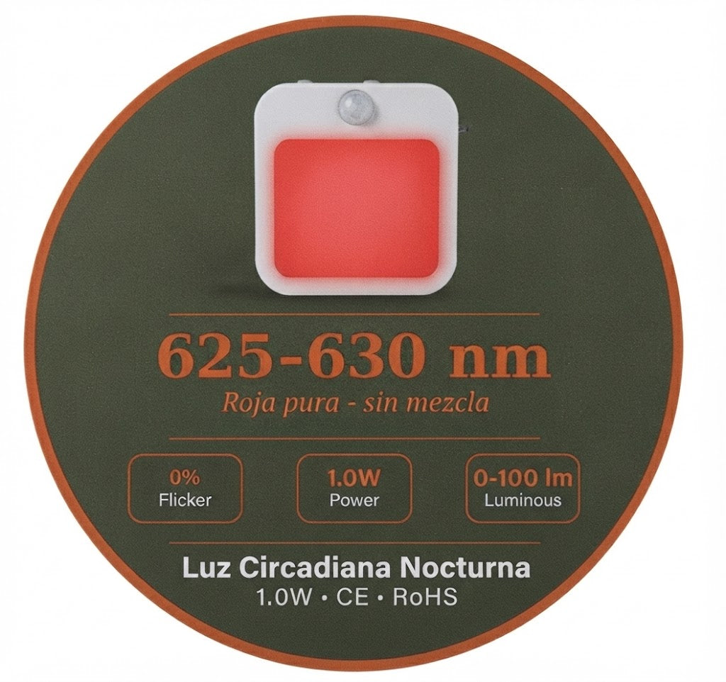 Luz Nocturna con Sensor de Movimiento — Luz Roja Circadiana