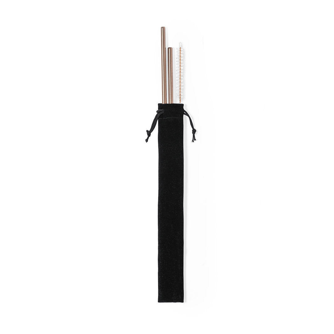 Set de Pajitas Reutilizables de Acero Inoxidable Cobre