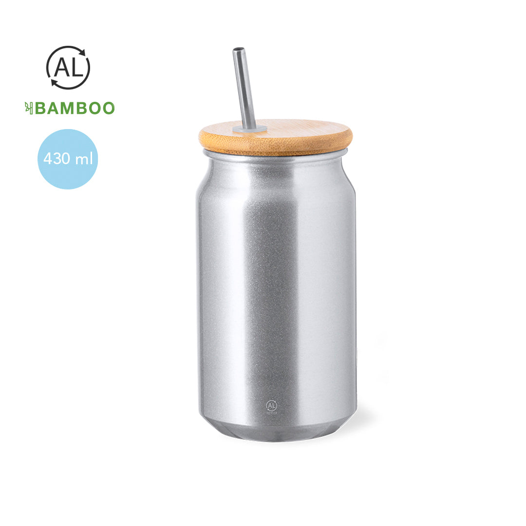 Vaso Lata de Aluminio Reciclado con Pajita
